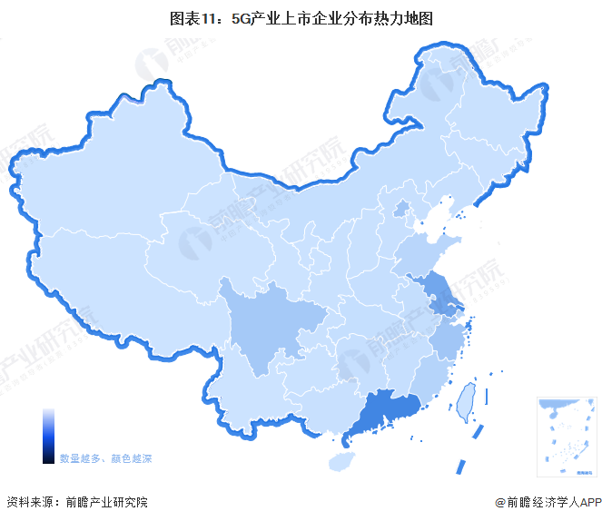 圖表11：5G產(chǎn)業(yè)上市企業(yè)分布熱力地圖