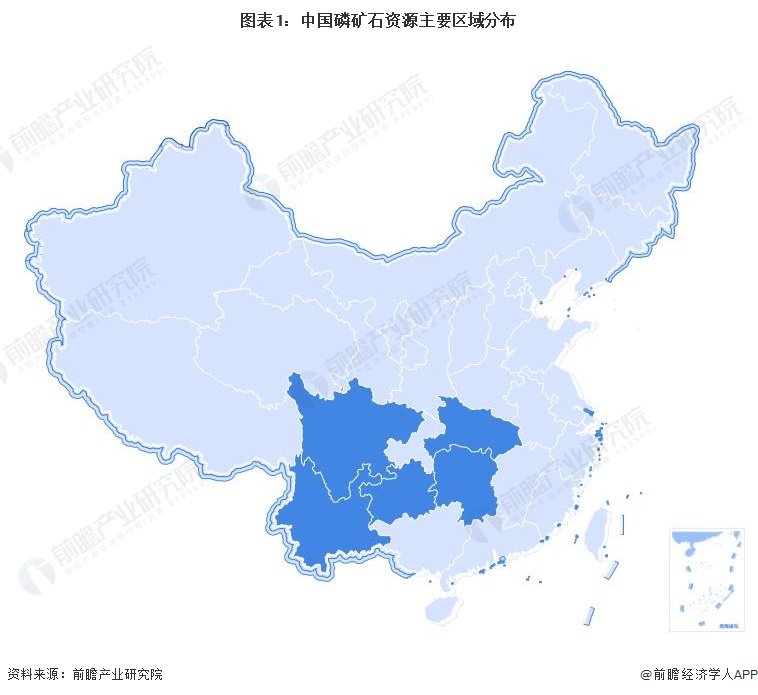 图表1：中国磷矿石资源主要区域分布