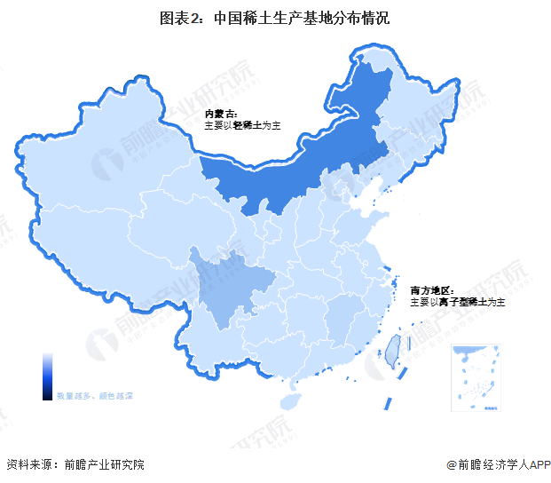 图表2：中国稀土生产基地分布情况