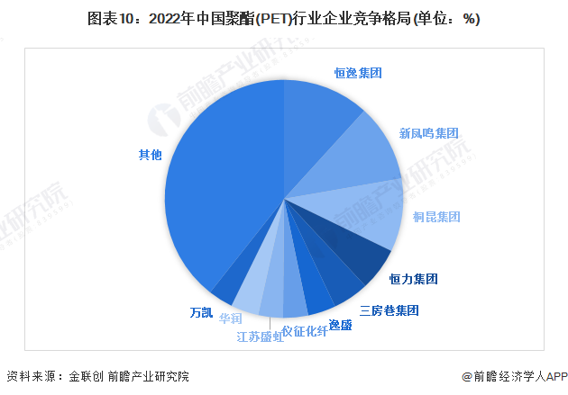 图表10：2022年中国聚酯(PET)行业企业竞争格局(单位：%)