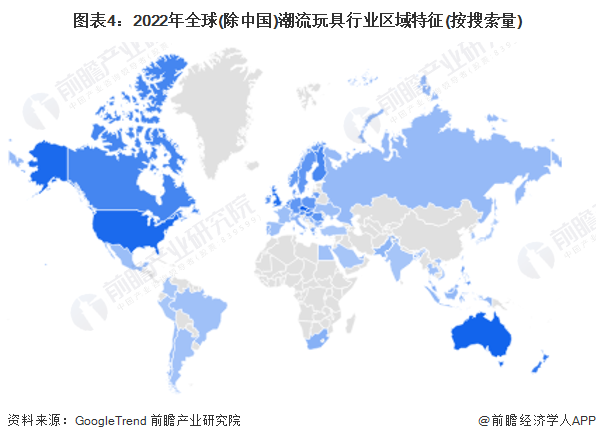图表4：2022年全球(除中国)潮流玩具行业区域特征(按搜索量)