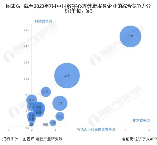 图表6：截至2023年7月中国数字心理健康服务企业的综合竞争力分析(单位：家)