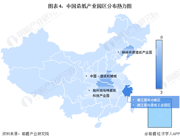 图表4：中国造纸产业园区分布热力图