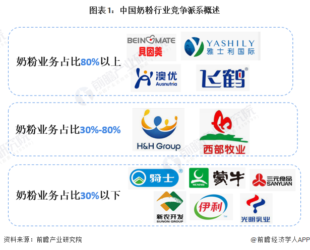 图表1：中国奶粉行业竞争派系概述