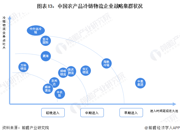 图表13：中国农产品冷链物流企业战略集群状况