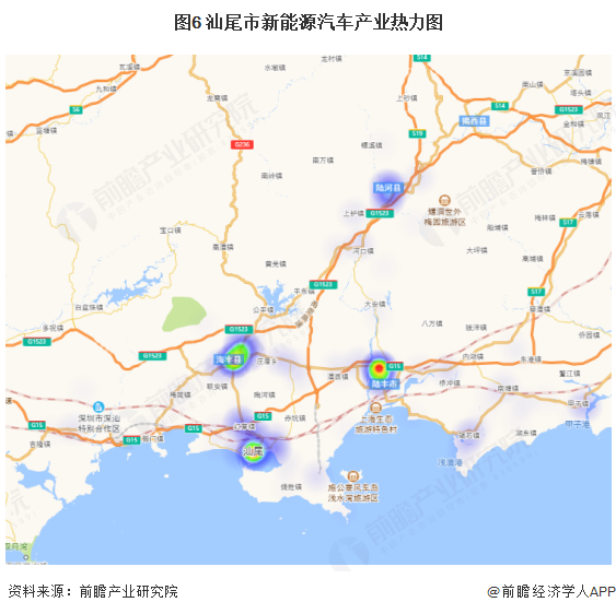 图6 汕尾市新能源汽车产业热力图