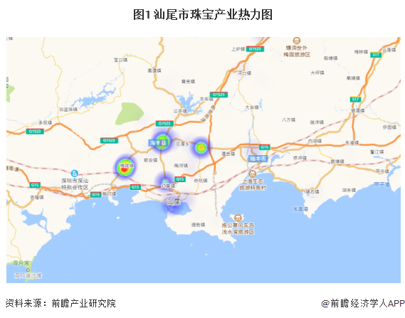 图1 汕尾市珠宝产业热力图