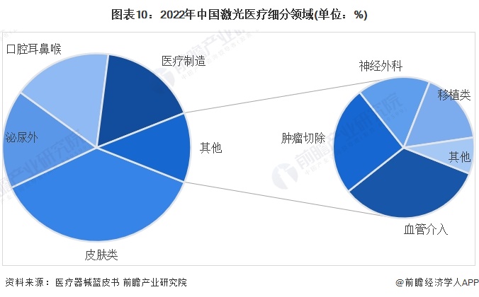图表10：2022年中国激光医疗细分领域(单位：%)