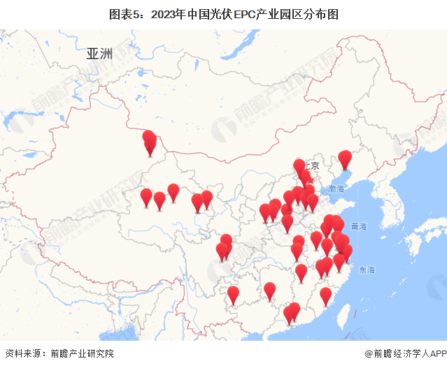 图表5：2023年中国光伏EPC产业园区分布图
