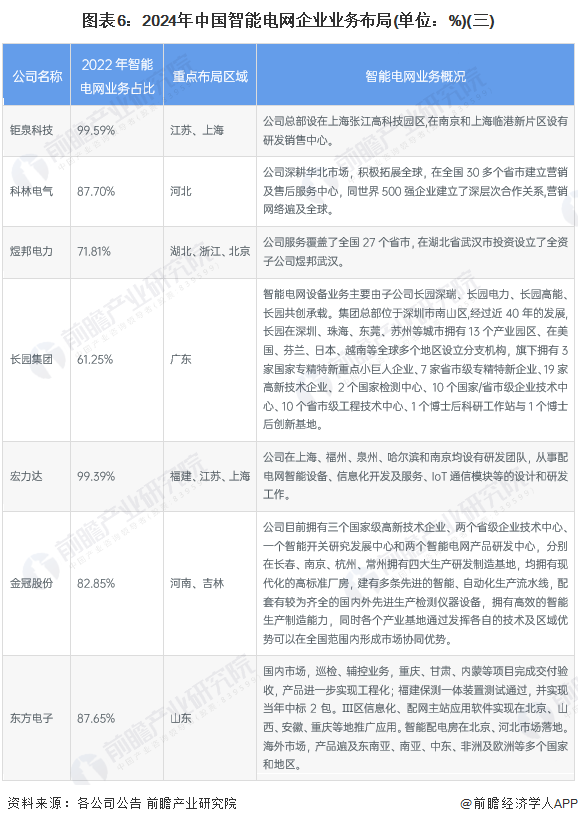 图表6：2024年中国智能电网企业业务布局(单位：%)(三)