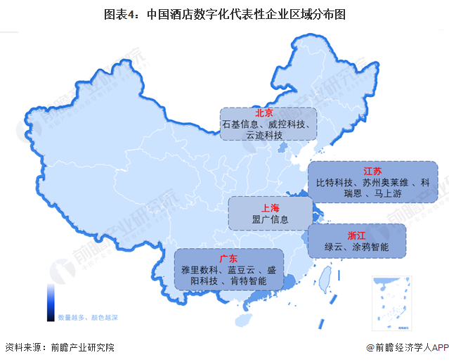 图表4：中国酒店数字化代表性企业区域分布图