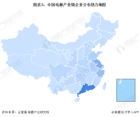 图表3：中国电源产业链企业分布热力地图