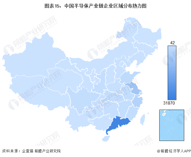 图表15：中国半导体产业链企业区域分布热力图