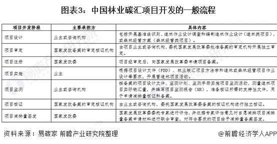 圖表3：中國林業(yè)碳匯項目開發(fā)的一般流程