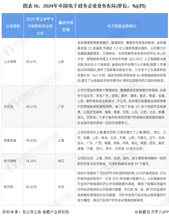 图表16：2024年中国电子政务企业业务布局(单位：%)(四)