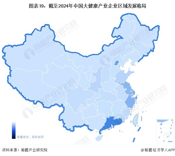 图表19：截至2024年中国大健康产业企业区域发展格局