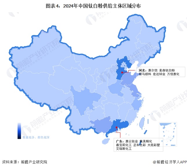图表4：2024年中国钛白粉供给主体区域分布