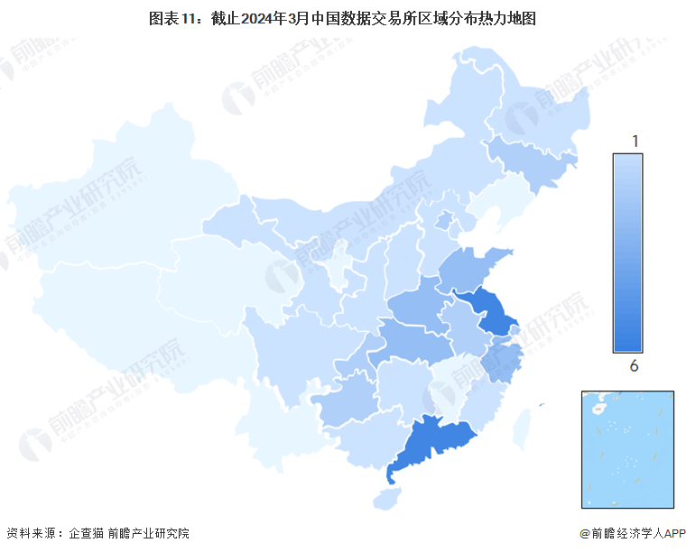 图表11：截止2024年3月中国数据交易所区域分布热力地图