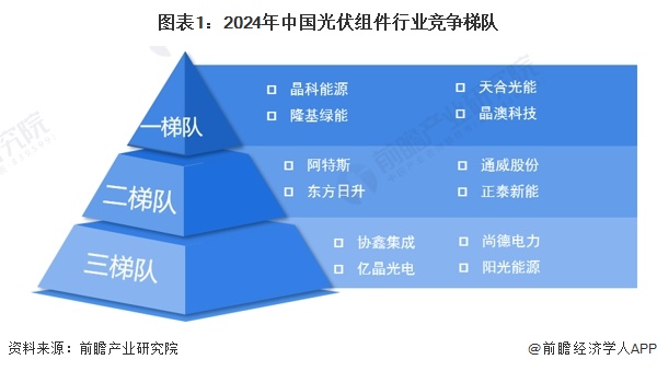 图表1：2024年中国光伏组件行业竞争梯队