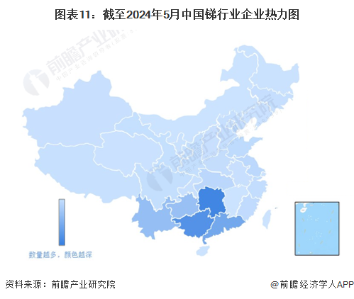 图表11：截至2024年5月中国锑行业企业热力图