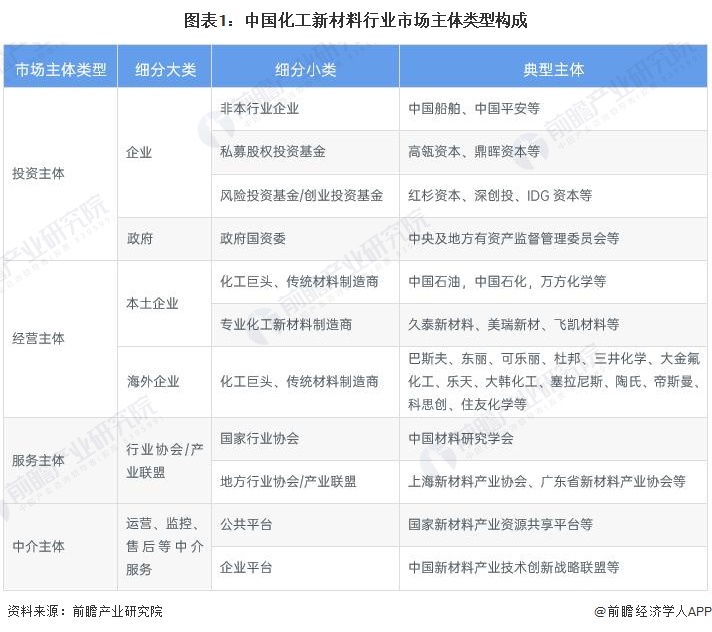 图表1：中国化工新材料行业市场主体类型构成