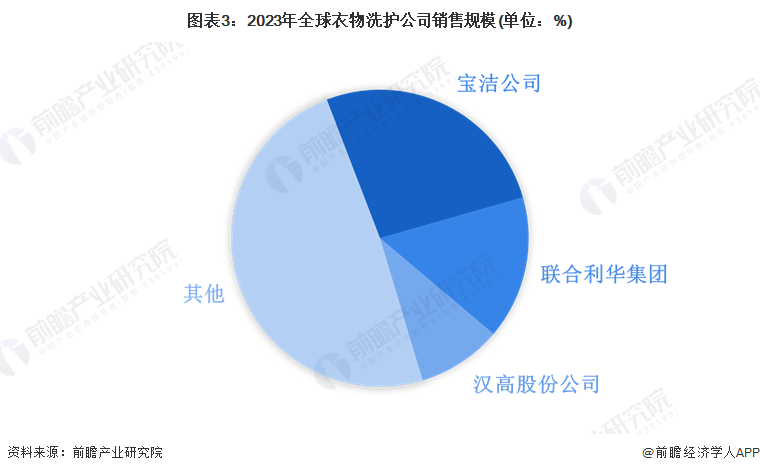 圖表3：2023年全球衣物洗護(hù)公司銷售規(guī)模(單位：%)