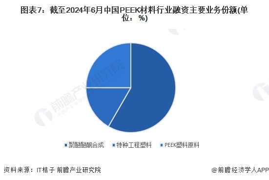 圖表7：截至2024年6月中國PEEK材料行業(yè)融資主要業(yè)務(wù)份額(單位：%)