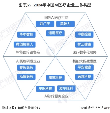 图表2：2024年中国AI医疗企业主体类型