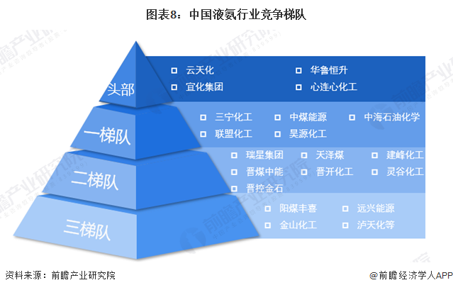 圖表8：中國(guó)液氨行業(yè)競(jìng)爭(zhēng)梯隊(duì)