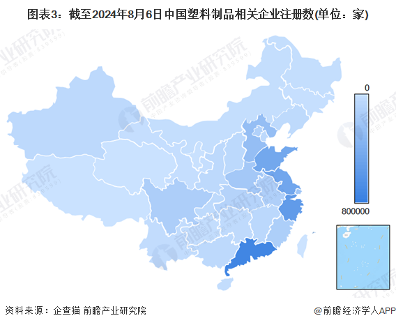 图表3：截至2024年8月6日中国塑料制品相关企业注册数(单位：家)