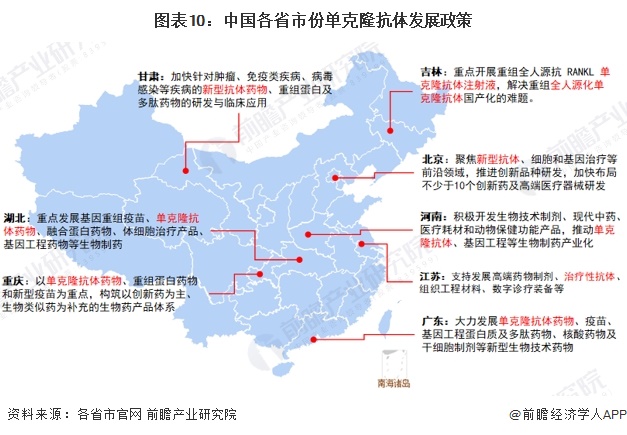 图表10：中国各省市份单克隆抗体发展政策