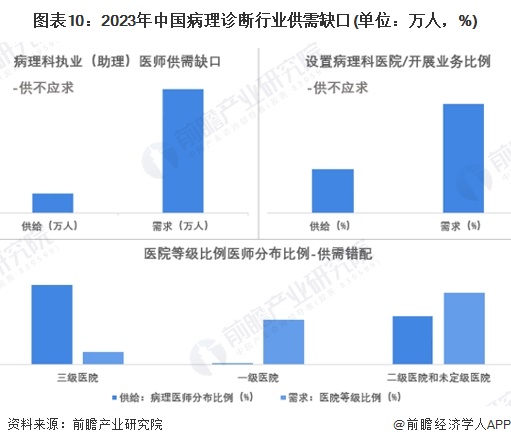 图表10：2023年中国病理诊断行业供需缺口(单位：万人，%)