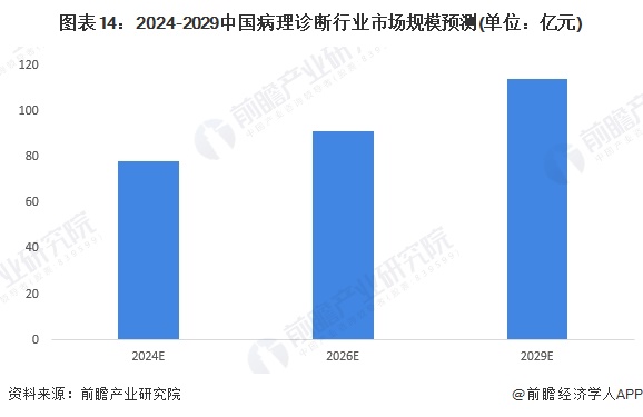 图表14：2024-2029中国病理诊断行业市场规模预测(单位：亿元)