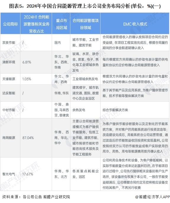 图表5：2024年中国合同能源管理上市公司业务布局分析(单位：%)(一)