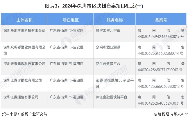 图表3：2024年深圳市区块链备案项目汇总(一)