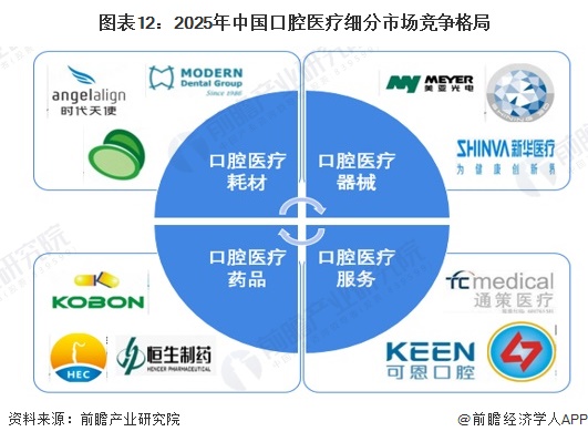 圖表12：2025年中國口腔醫(yī)療細分市場競爭格局