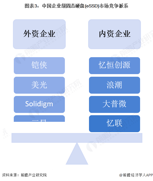 图表3：中国企业级固态硬盘(eSSD)市场竞争派系