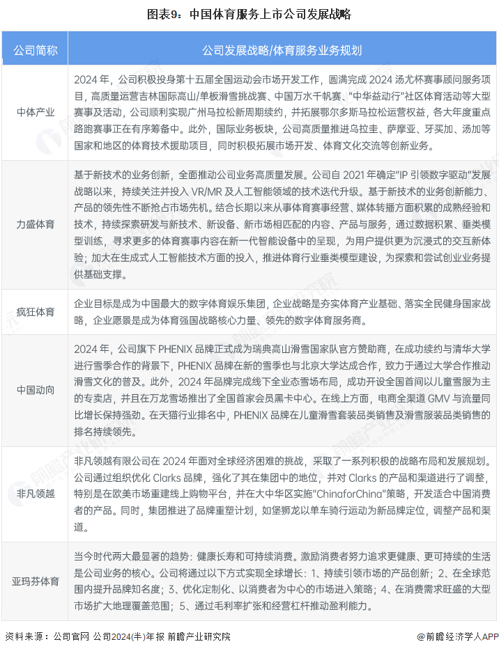 图表9：中国体育服务上市公司发展战略