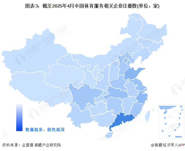 图表3：截至2025年4月中国体育服务相关企业注册数(单位：家)