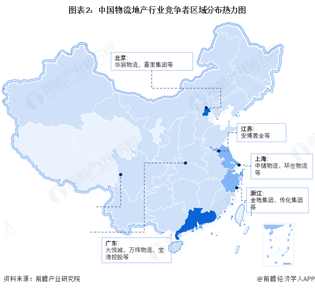 圖表2：中國物流地產行業競爭者區域分布熱力圖