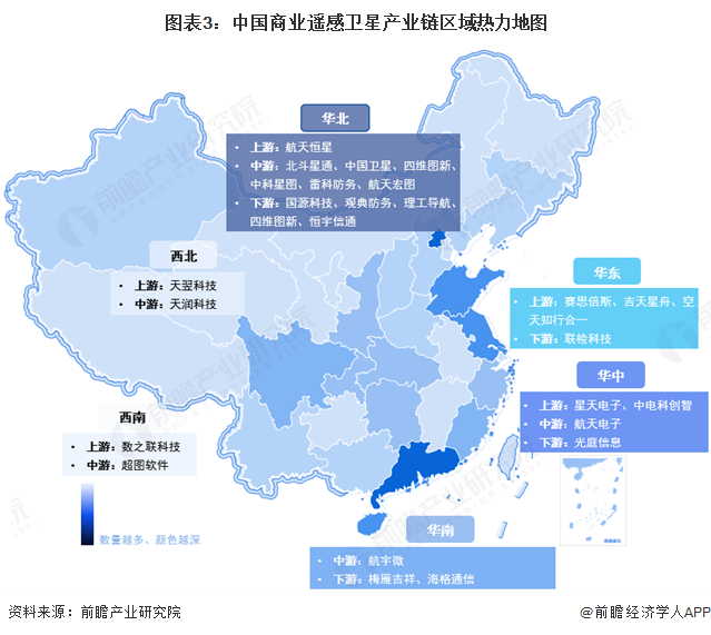 图表3：中国商业遥感卫星产业链区域热力地图