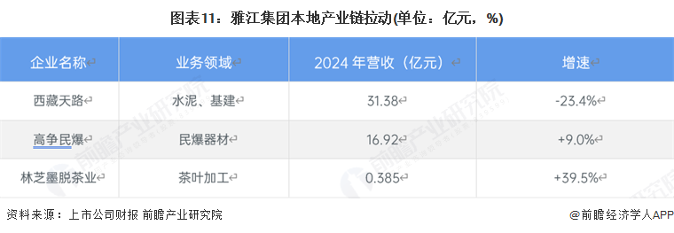 图表11：雅江集团本地产业链拉动(单位：亿元，%)