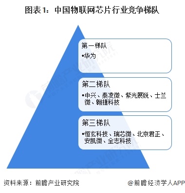 图表1：中国物联网芯片行业竞争梯队