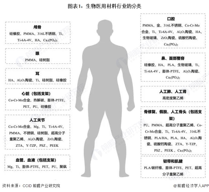图表1：生物医用材料行业的分类