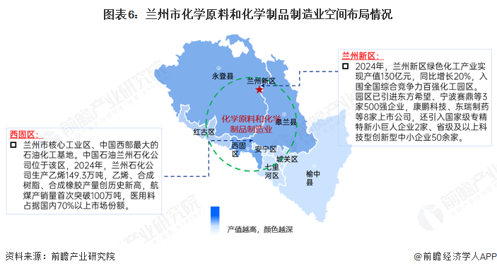 图表6：兰州市化学原料和化学制品制造业空间布局情况