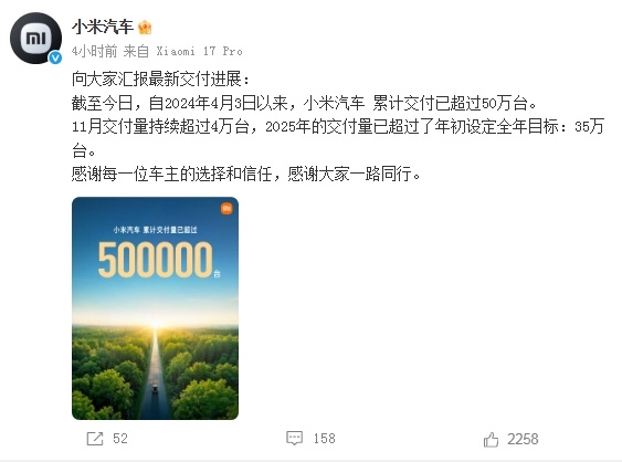 小米汽车交付量已超全年目标35万台!雷军曾感叹:比亚迪用了10年才达到30万辆销量【附新能源汽车行业市场分析】