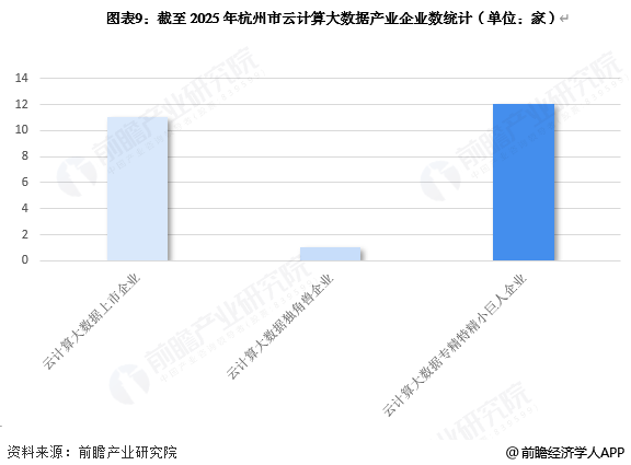 图表9：截至2025年杭州市云计算大数据产业企业数统计(单位：家)