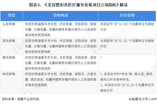 图表5：《美容整形类医疗服务价格项目立项指南》解读