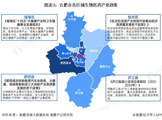 图表3：合肥市各区域生物医药产业政策