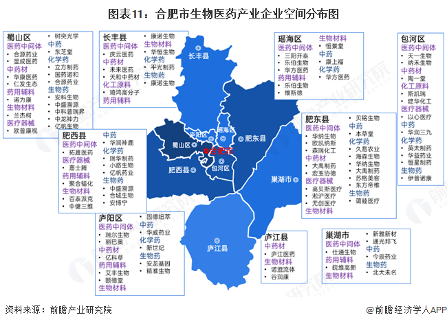 图表11：合肥市生物医药产业企业空间分布图